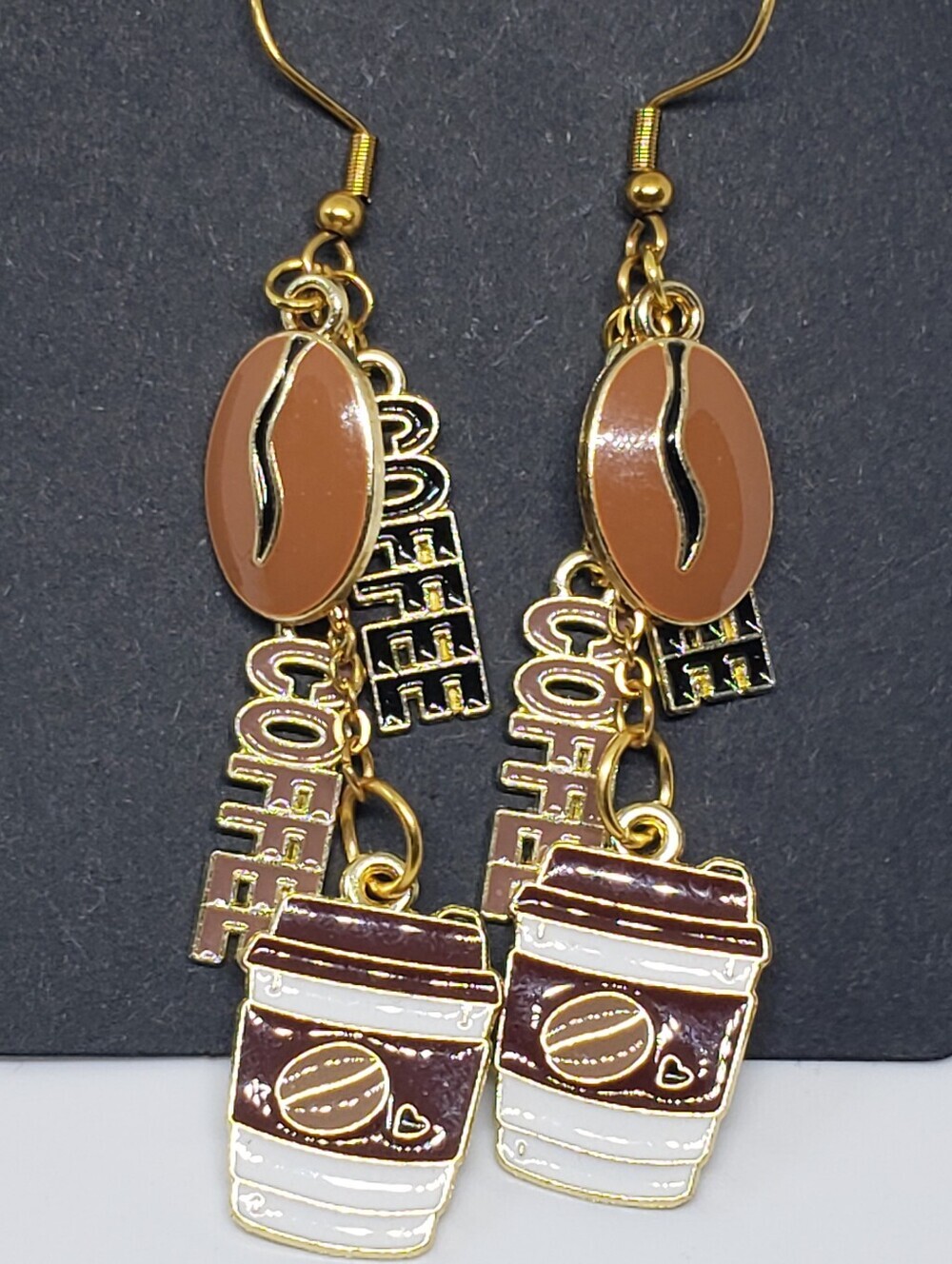 Handmade Coffee Lover Coffee Bean Dangle Earrings